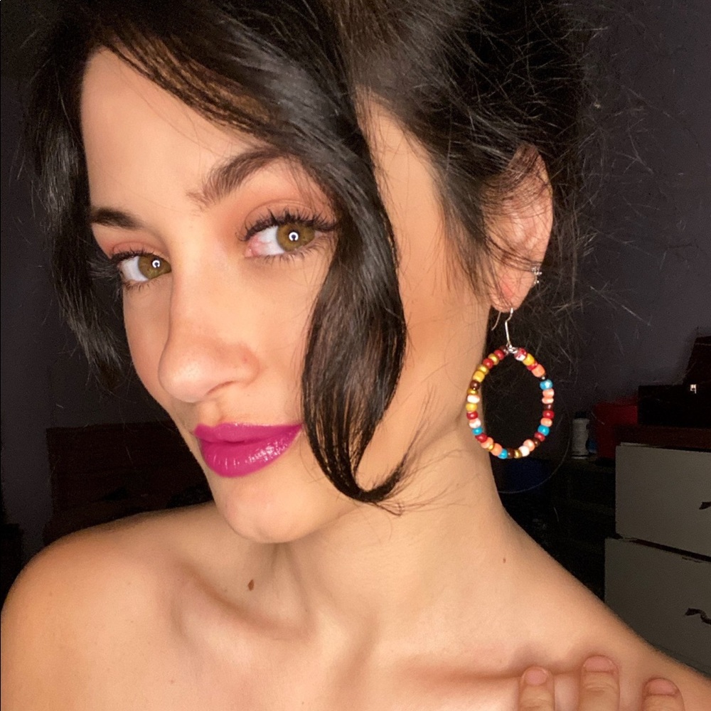 Handmade Colourful Beaded Hoops